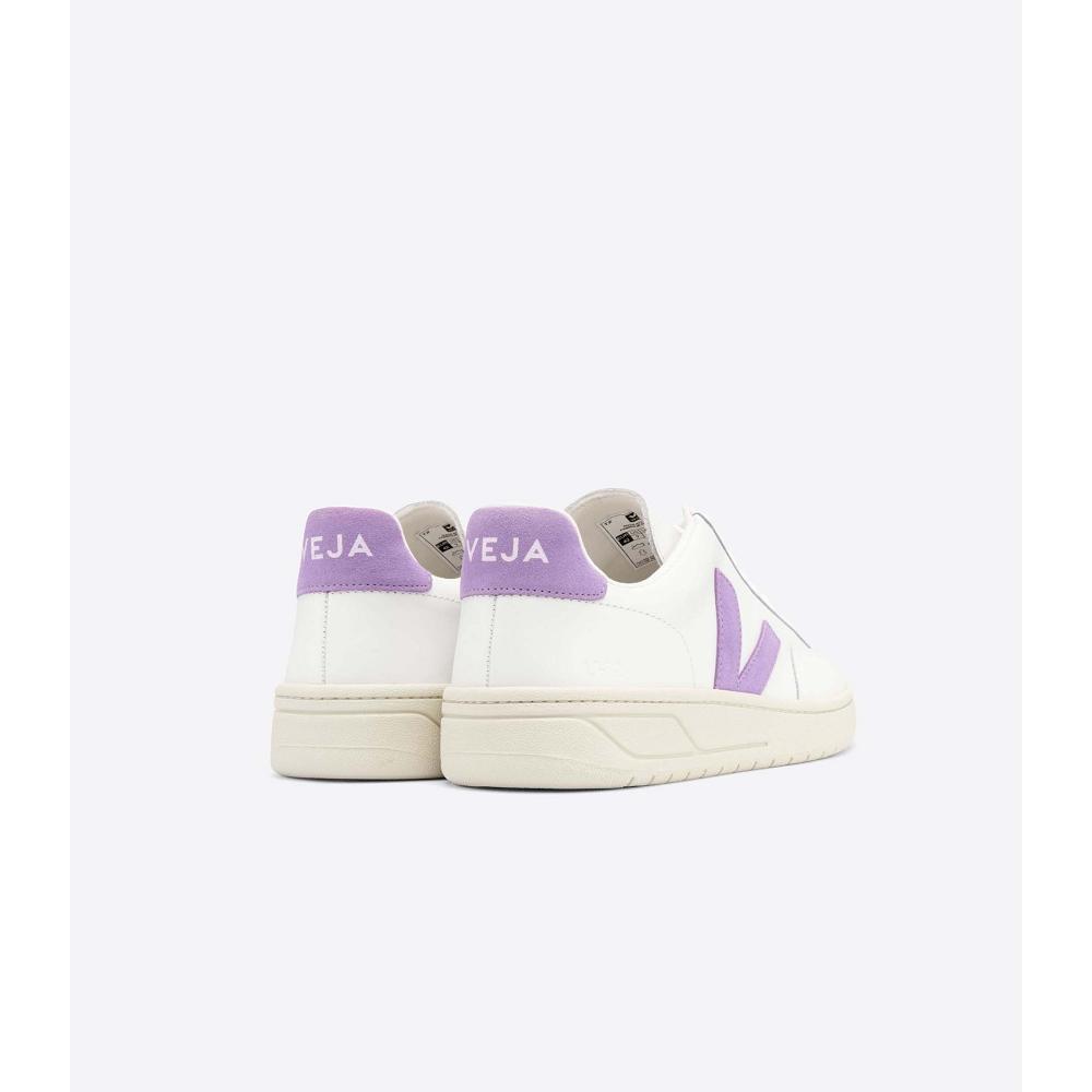 Veja V-12 LEATHER Women's Sneakers White/Purple | CA 677SGL